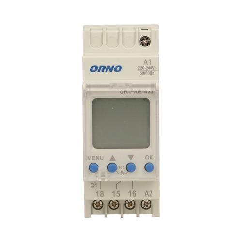 Programator digital ORNO OR-PRE-433, 2300W, 16A, 52 de programe, montaj pe sina DIN TH-35, IP20, Alb