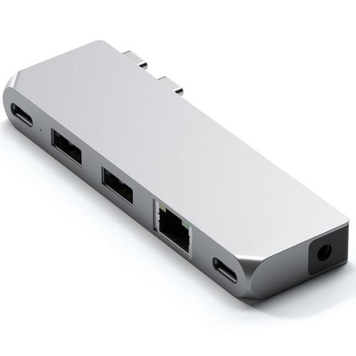 Hub Usb Satechi Pro Hub Mini din aluminiu 1x USB4 96W, 1x HDMI 6K 60Hz, 2 x USB-A 3.0, 1x Ethernet, 1x USB-C, 1x Audio (Argintiu)