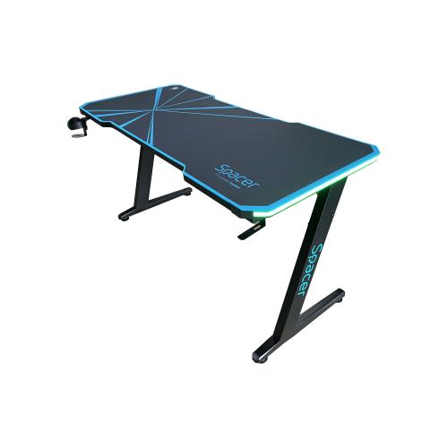 Birou Gaming Spacer SPGD-RGB-140-02, RGB, MDF, Mousepad (Negru/Albastru)