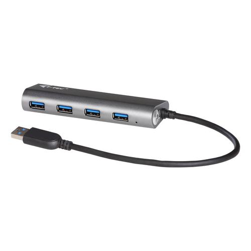 Hub USB I-tec 3.0 incarcator metalic 4 Porturi cu adaptor putere, 4x USB 3.0 (Negru)