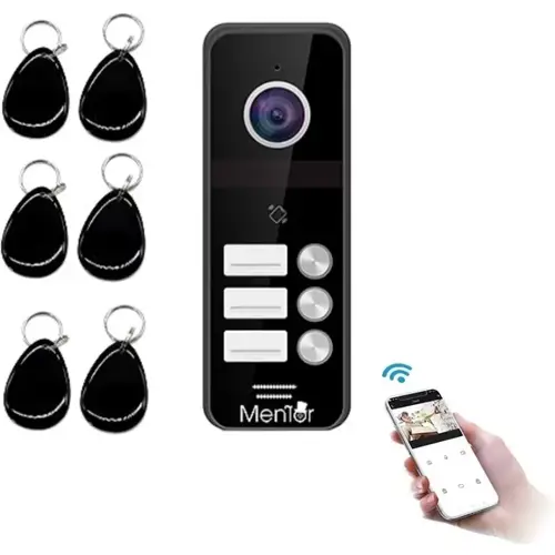 VideoInterfon Smart wireless WiFi Mentor SY062 Full-HD 2MP IR IP65 acces 3 familii Aplicatie/Card/Buton