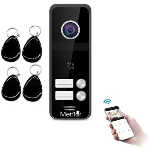 VideoInterfon Smart wireless WiFi Mentor SY061 Full-HD 2MP IR IP65 acces 2 familii Aplicatie/Card/Buton