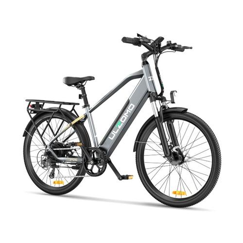 Bicicleta electrica Ulzomo Metro 26 E-bike, 250W, 36V 17Ah, autonomie 100km, viteza maxima 25km/h, roti 26' (Gri)