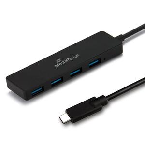 Hub USB MediaRange MRCS508, USB Type-C la 4x USB 3.0 (Negru)