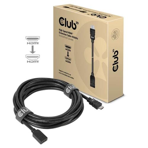 Cablu prelungitor HDMI de mare viteza, Club3D, 4K60Hz M/F, 5m, CAC-1325, Negru