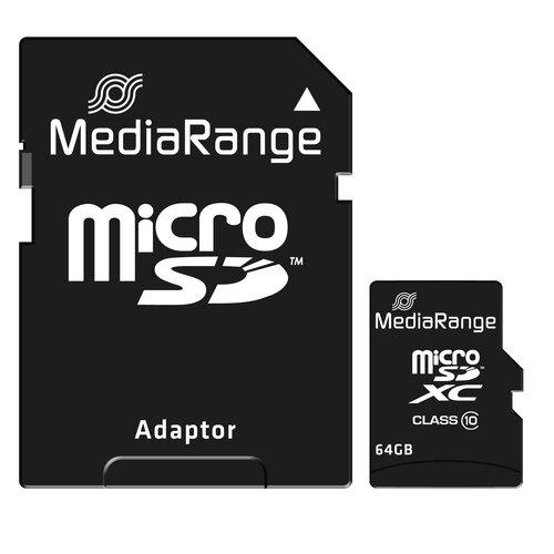 Card de memorie MediaRange MR955, microSDXC, 64 GB, clasa 10 + Adaptor SD