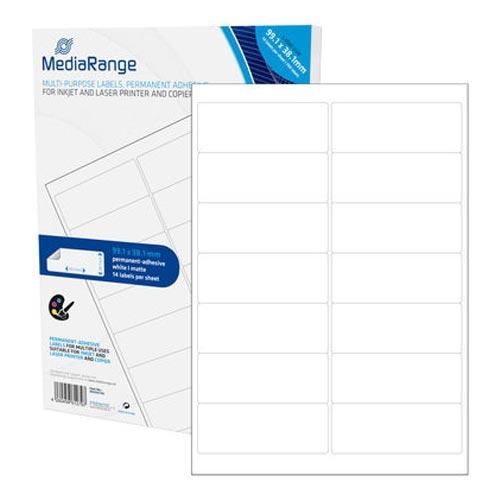 Etichete multifunctionale MediaRange, 99.1x38.1 mm, Alb, 700 bucati