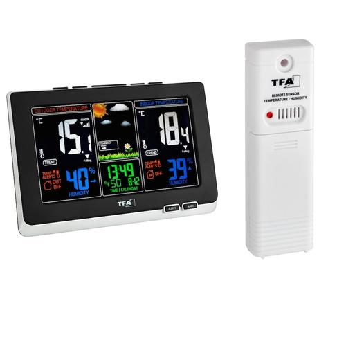 Statie meteo wireless TFA Dostmann 35.1129.01, Prognoza meteo, Presiune atmosferica, Punct roua, Ceas controlat radio cu alarma si functie Snooze
