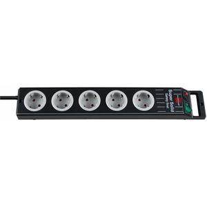 Prelungitor Brennenstuhl 1153380115, 5 prize, 2.5 m, Switch On/Off, Siguranta 16A, Protectie copii (Negru)