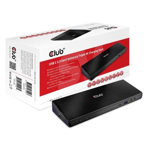 Dock de incarcare triplu universal, CLUBB3D, 4K, CSV-1562, USB-C (Negru)