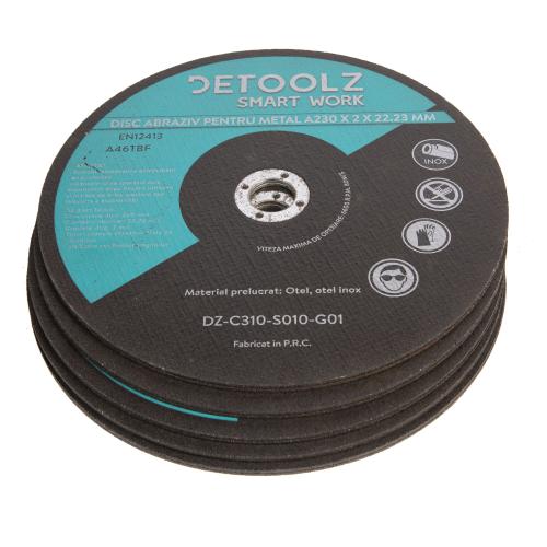 Set 10 discuri abrazive pentru metal Detoolz DZ-C310-S010-G01, diametru 230 mm Set 10 discuri abrazive pentru metal Detoolz DZ-C310-S010-G01, diametru 230 mm