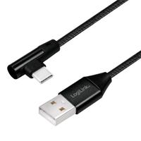 Cablu de date Logilink CU0137, USB 2.0 - USB Type-C, 90 grade, 0.3m, Negru