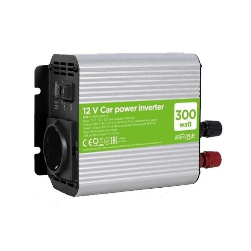 Invertor Energenie EG-PWC300-01, cu sinusoida simulata, Inverter auto, 300W, Schuko x 1, USB 5V 2.1A, baterie 10-16V Invertor Energenie EG-PWC300-01, cu sinusoida simulata, Inverter auto, 300W, Schuko x 1, USB 5V 2.1A, baterie 10-16V