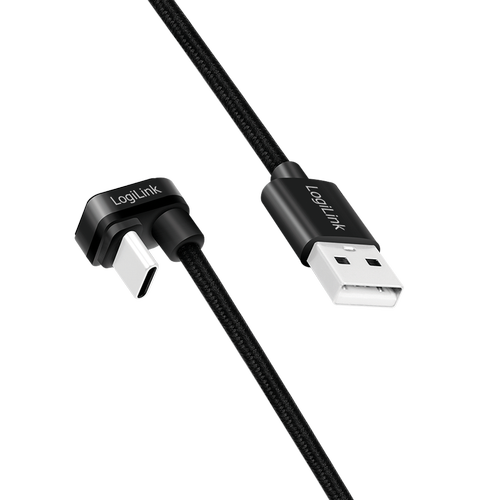 Cablu alimentare si date LOGILINK, USB Type-C (T) la USB-A (T), 180 grade, 1m, Negru