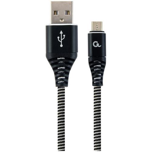 Cablu alimentare si date Gembird CC-USB2B-AMmBM-2M-BW, USB 2.0 (T) la Micro-USB 2.0 (T), 2m, Negru / Alb