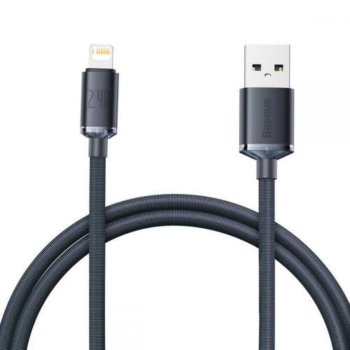 Cablu  de date Baseus Crystal Shine, USB/Lightning, 2.4A, 1.2m, Negru