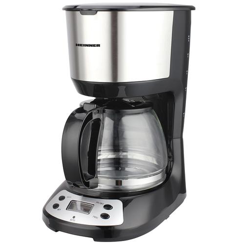 Cafetiera digitala Heinner Silvert Chatt HCM-D750GCSS, LCD, 1.25L, filtru si portfiltru detasabil, filtru din nailon, functie anti-scurgere, oprire automata, functie de mentinere la cald, 750W, Negru/Inox