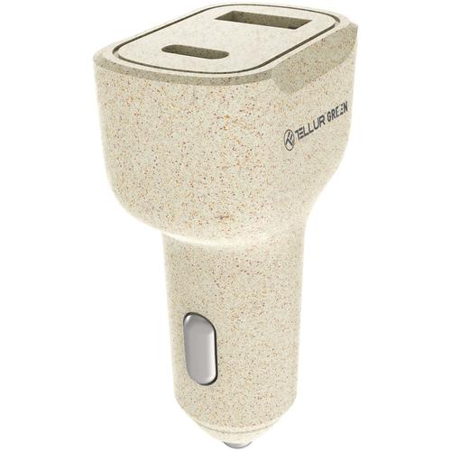 Incarcator auto Tellur Green, 36W, 6A, PD18W + QC 3.0 (Crem)