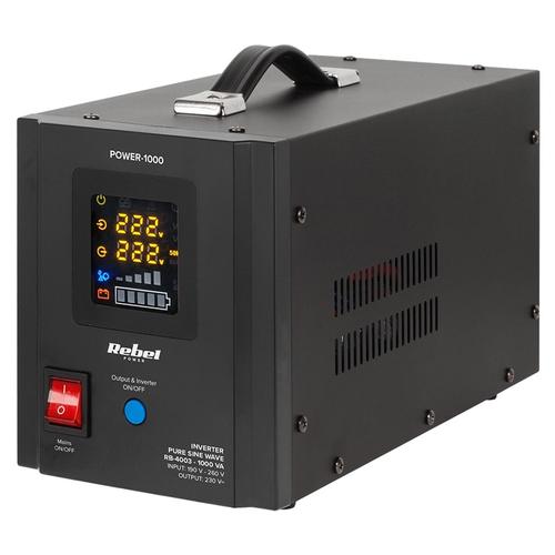 UPS pentru centrala, unda pura sinusoidala, 1000VA, 700W, Negru, REBEL