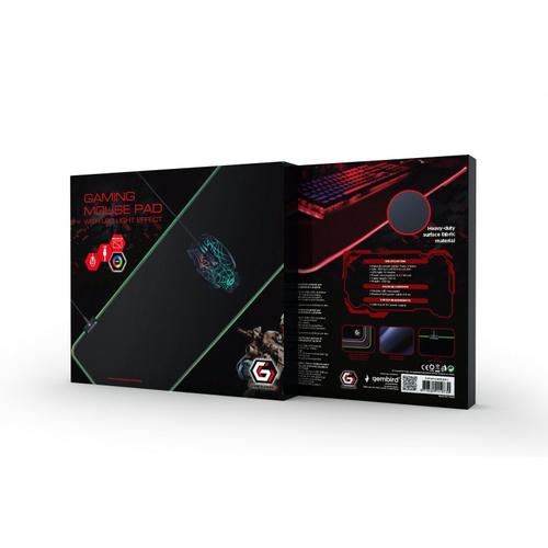 Mousepad gaming Gembird MP-GAMELED-L, Lumina LED (Negru)