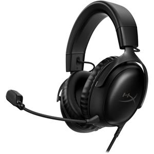 Casti Gaming HyperX Cloud III, DTS Headphone:X Spatial Audio, drivere 53mm, microfon detasabil cu metal mesh, noise cancelling si indicator LED, jack 3,5mm, USB-C, USB-A, cupe cu spuma cu memorie, multiplatforma (Negru)