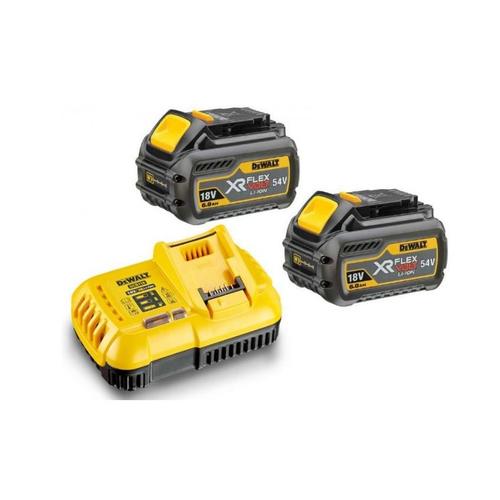 Set 2 acumulatori incarcator, DeWALT, FlexVolt , 54V, 6Ah, Galben/Negru