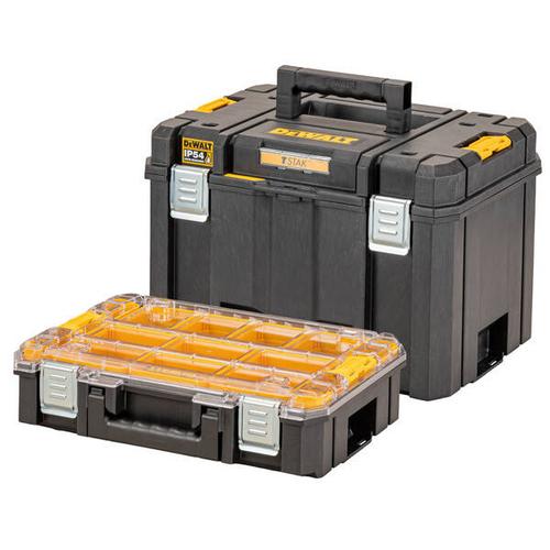 Set 2 cutii organizare/depozitare scule DeWALT DWST83520-1, IP65, Negru