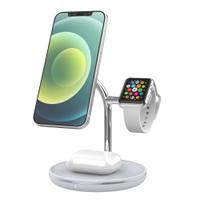 Incarcator wireless birou Tellur, 3-in-1, certificat MagSafe 15W, Watch 2.5W, TWS 5W (Alb)