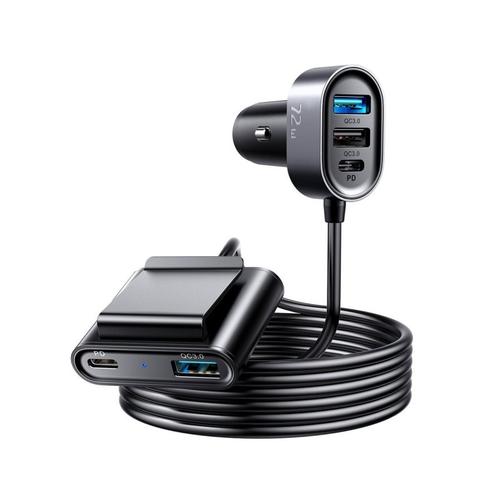 Incarcator Auto Joyroom Jr-CL05, 75W, 2x PD USB Type-C, 3x QC USB 3.0, 1.5m (Negru)