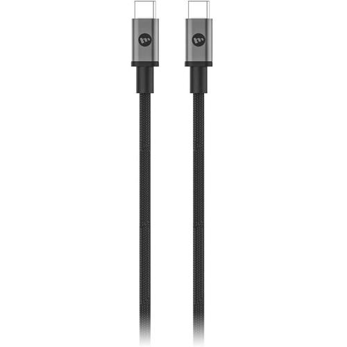 Cablu impletit fast charge 1.5m Mophie USB-C la USB-C 3.1 Gen 1, Negru