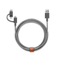 Cablu universal Native Union Belt (USB-C – Iluminare/USB-C) 1,8 m, zebra BELT-CCL-ZEB-NP