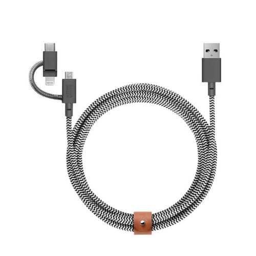 Cablu universal Native Union Belt (USB-C – Iluminare/USB-C) 1,8 m, zebra BELT-CCL-ZEB-NP