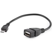 Cablu adaptor OTG Gembird, Micro-USB 2.0 (T) la USB 2.0 (M), 15cm, Negru, A-OTG-AFBM-03