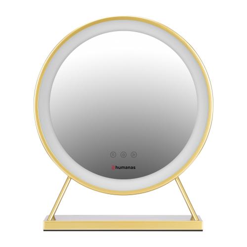 Oglinda de machiaj Humanas HS-HM04 cu iluminare LED 40cm Auriu
