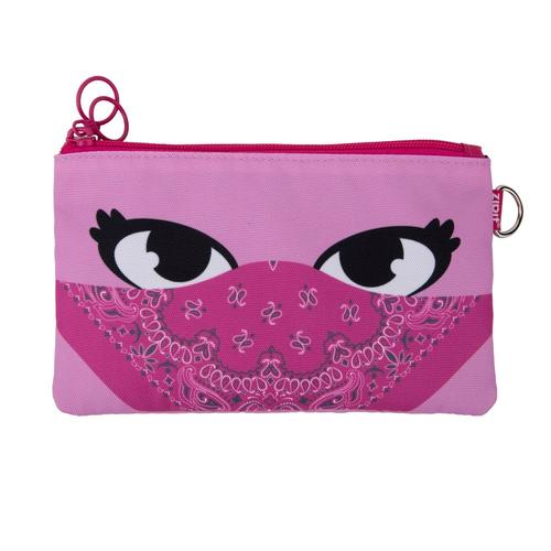 Penar dublu cu fermoar si masca material textil, ZIPIT Face-It Bandit - Roz