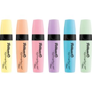 Set 6 Textmarker Pelikan 490, culori pastel, galben, portocaliu, roz, mov, albastru, verde