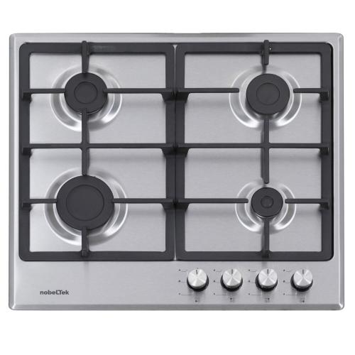 Plita incorporabila Nobeltek NHBG-6400IXF, Gaz, Aprindere electrica, Gratar fonta (Inox)