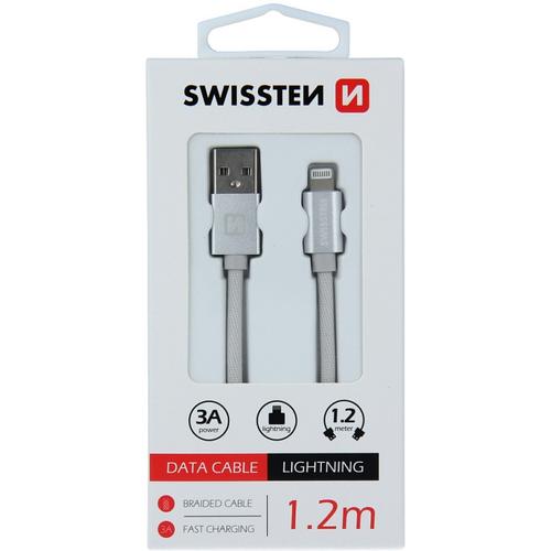 Cablu Date si Incarcare Swissten, USB la Lightning, 1.2m, Argintiu