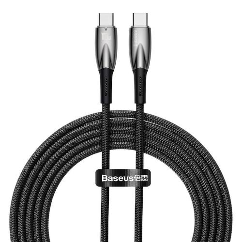Cablu pentru incarcare si transfer de date Baseus Glimmer, 2x USB Type-C, Fast Charge, PD 100W, 2m, Negru