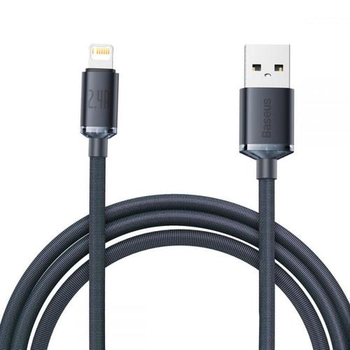 Cablu pentru incarcare si transfer de date Baseus Crystal Shine, USB/Lightning, 2.4A, 2m, Negru