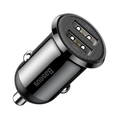 Incarcator auto Baseus Grain Pro, 2 x USB, 5V/2.4A (Negru)