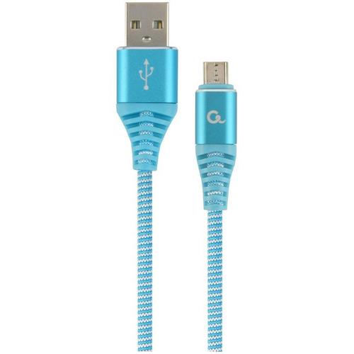 Cablu alimentare si date Gembird, USB 2.0 (T) la Micro-USB 2.0 (T), 2m, Turcoaz / Alb, CC-USB2B-AMmBM-2M-VW