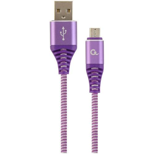 Cablu alimentare si date Gembird, USB 2.0 (T) la Micro-USB 2.0 (T), 2m, Violet / Alb, CC-USB2B-AMmBM-2M-PW
