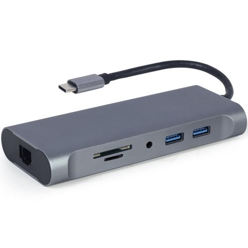 Docking station Gembird 7-in-1, USB-C x 1, USB-A 3.1 x 3, HDMI x 1, VGA x 1, RJ45 x 1, PD 100 W, SD și microSD, audio, Argintiu, A-CM-COMBO7-01 Docking station Gembird 7-in-1, USB-C x 1, USB-A 3.1 x 3, HDMI x 1, VGA x 1, RJ45 x 1, PD 100 W, SD și microSD, audio, Argintiu, A-CM-COMBO7-01