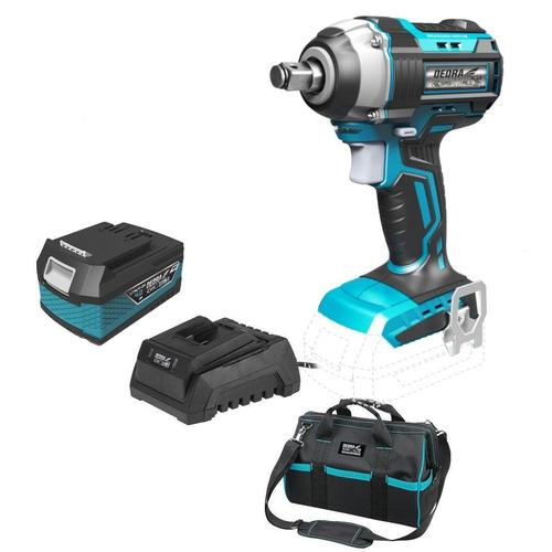 Cheie impact cu acumulator 1/2inch fara perii cu acumulator SAS + ALL 18V 4Ah, geanta textila transport, Dedra DED7020