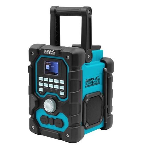 Radio cu baterie, Dedra, Cu Bluetooth, IP54, 18 W, 10 m, Negru/Albastru Radio cu baterie, Dedra, Cu Bluetooth, IP54, 18 W, 10 m, Negru/Albastru