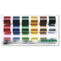 Set asortat cu ata de brodat Madeira 8045, 18 papiote, finete 40, 100% poliester