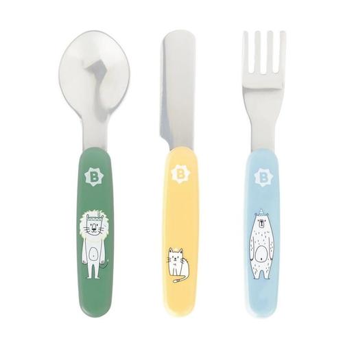 Set 3 tacamuri copii, Badabulle, Inox, Imprimeu animale, 14 x 3.5 cm, Multicolor
