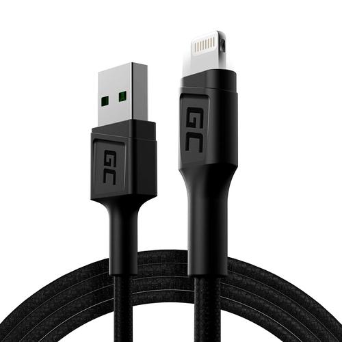 Cablu USB-Lightning 200cm, Green Cell GC Ray. incarcare rapida Apple 2.4A, pentru Apple iPhone iPad iPod