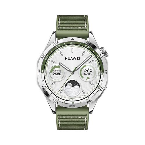 Smartwatch Huawei Watch GT 4, Ecran 1.43inch, 46mm, Bluetooth, Curea Textila, Waterproof 5 ATM (Argintiu)